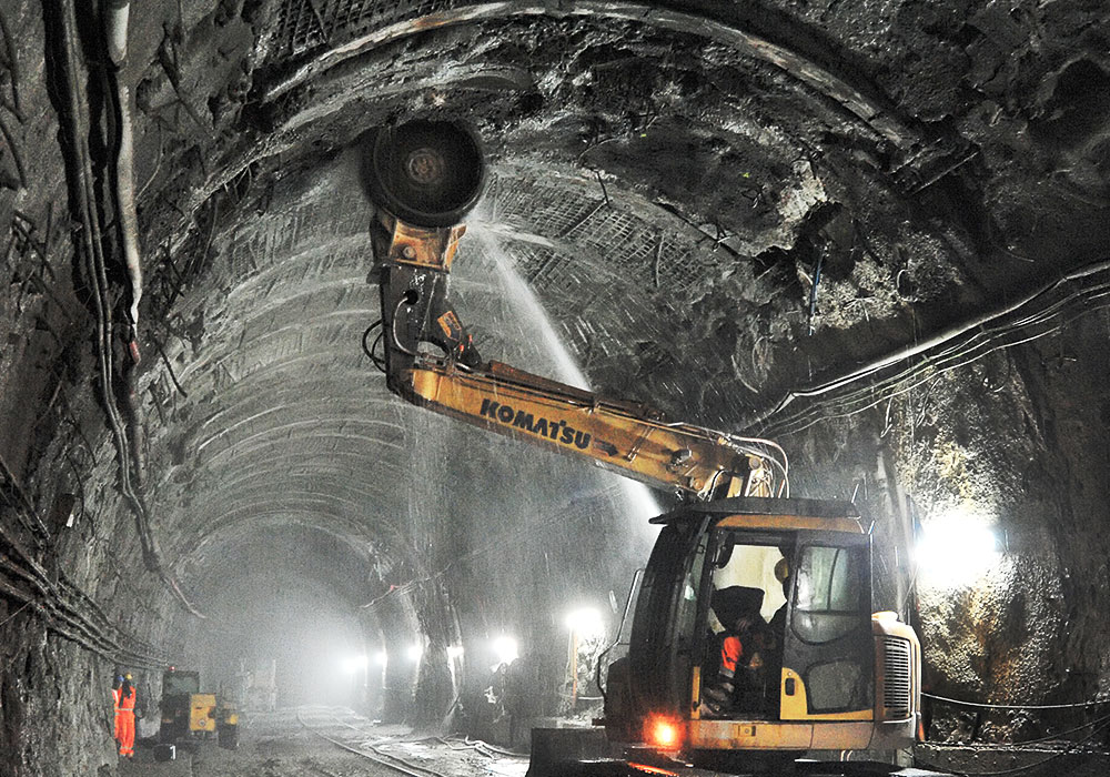 Simex twin header rock grinder in tunneling